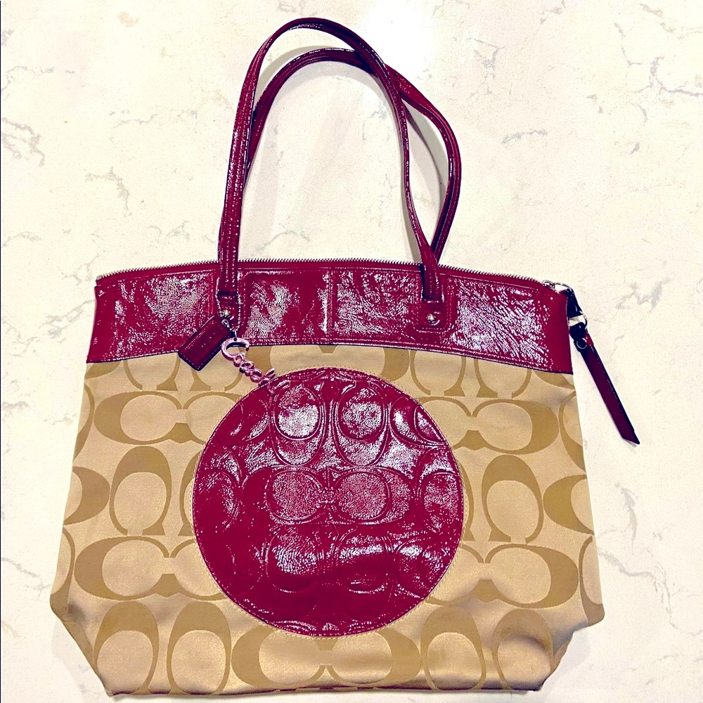 Coach bag beige and purple